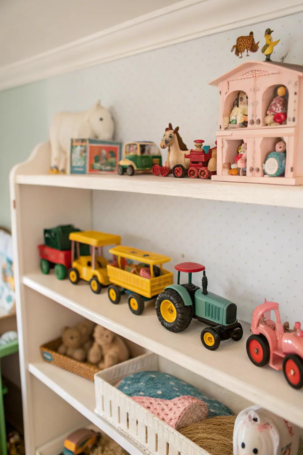 Vintage toys add charm and character to a nursery.