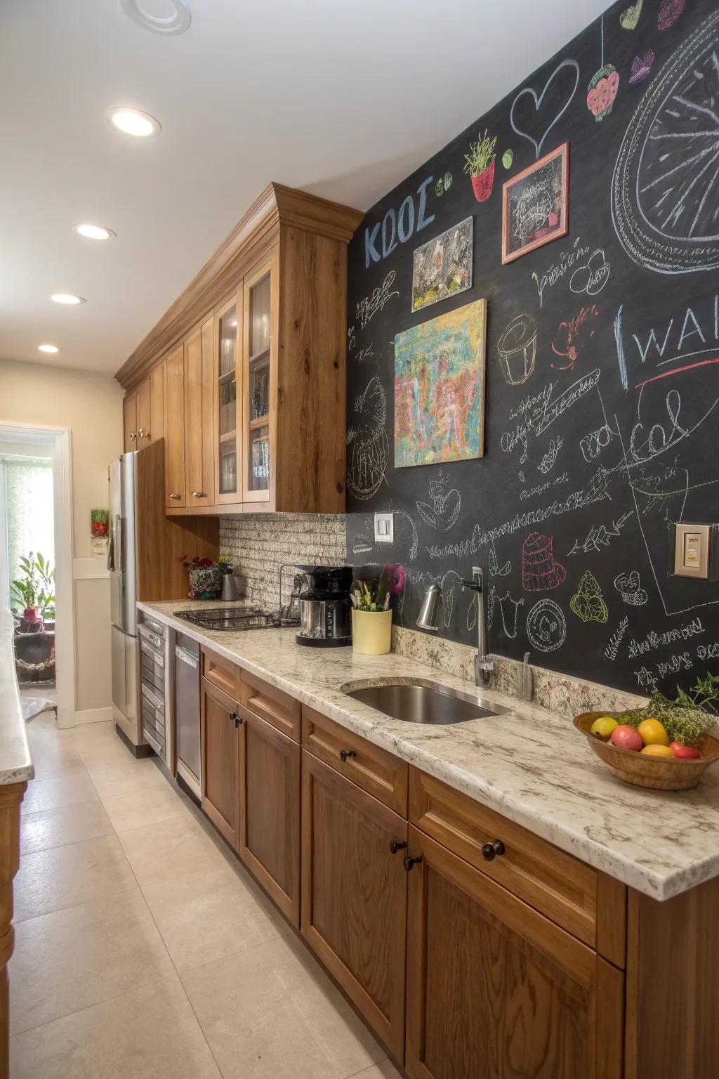 A chalkboard wall is both fun and functional.