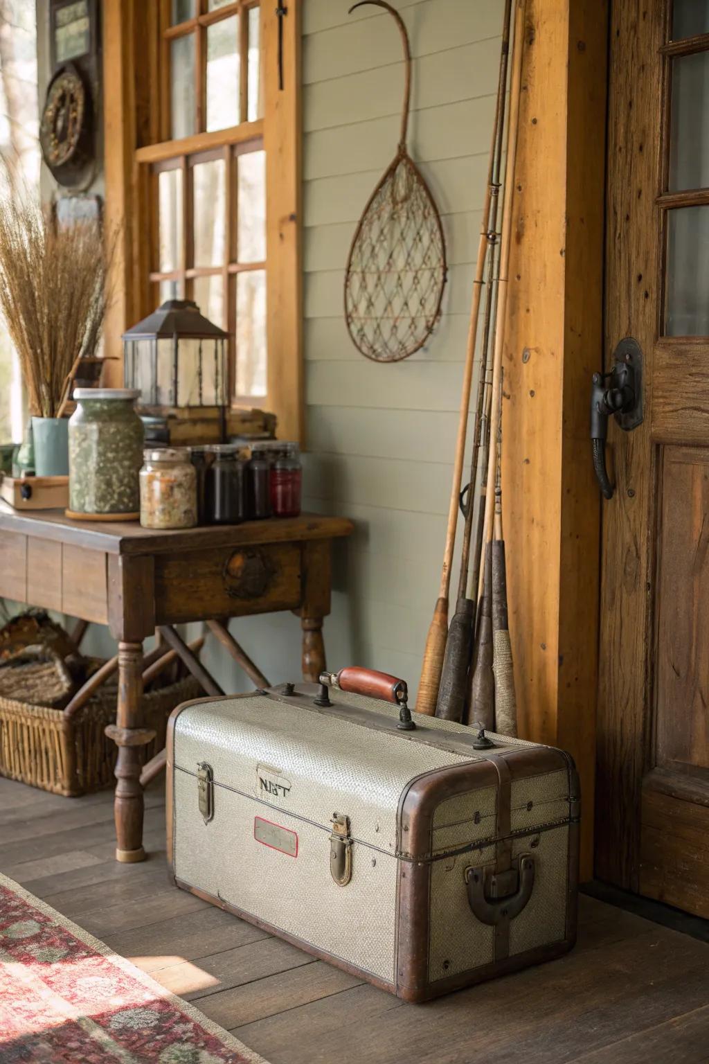 Antique tackle boxes provide unique storage solutions.