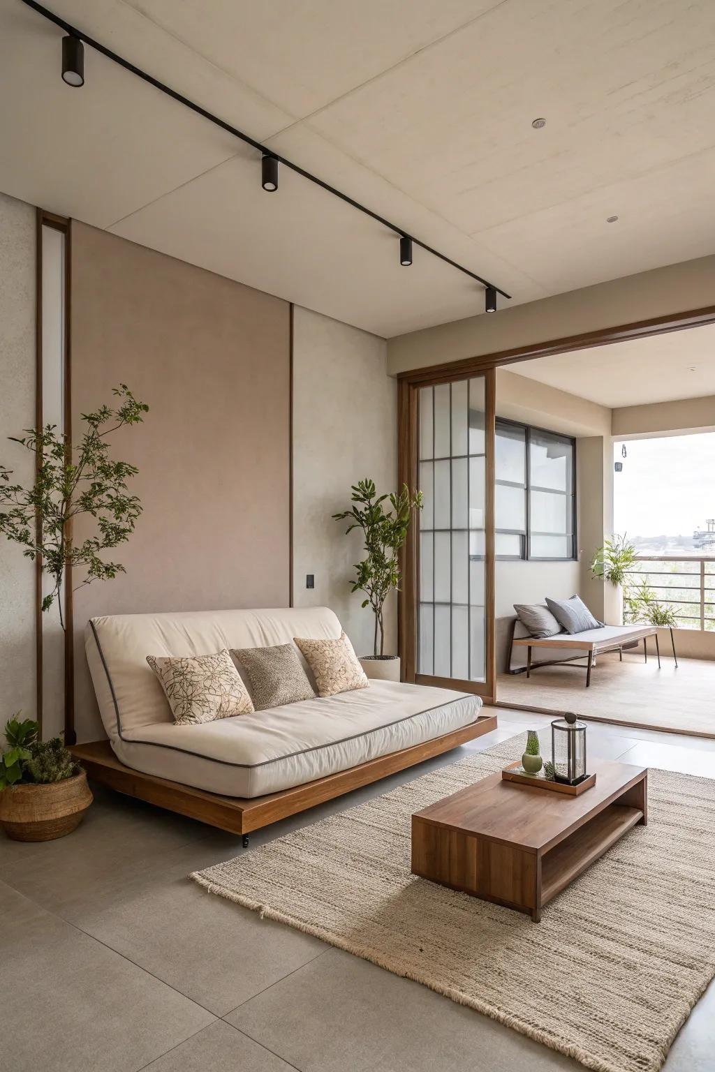 Futon beds offer a minimalist approach to multifunctional living.