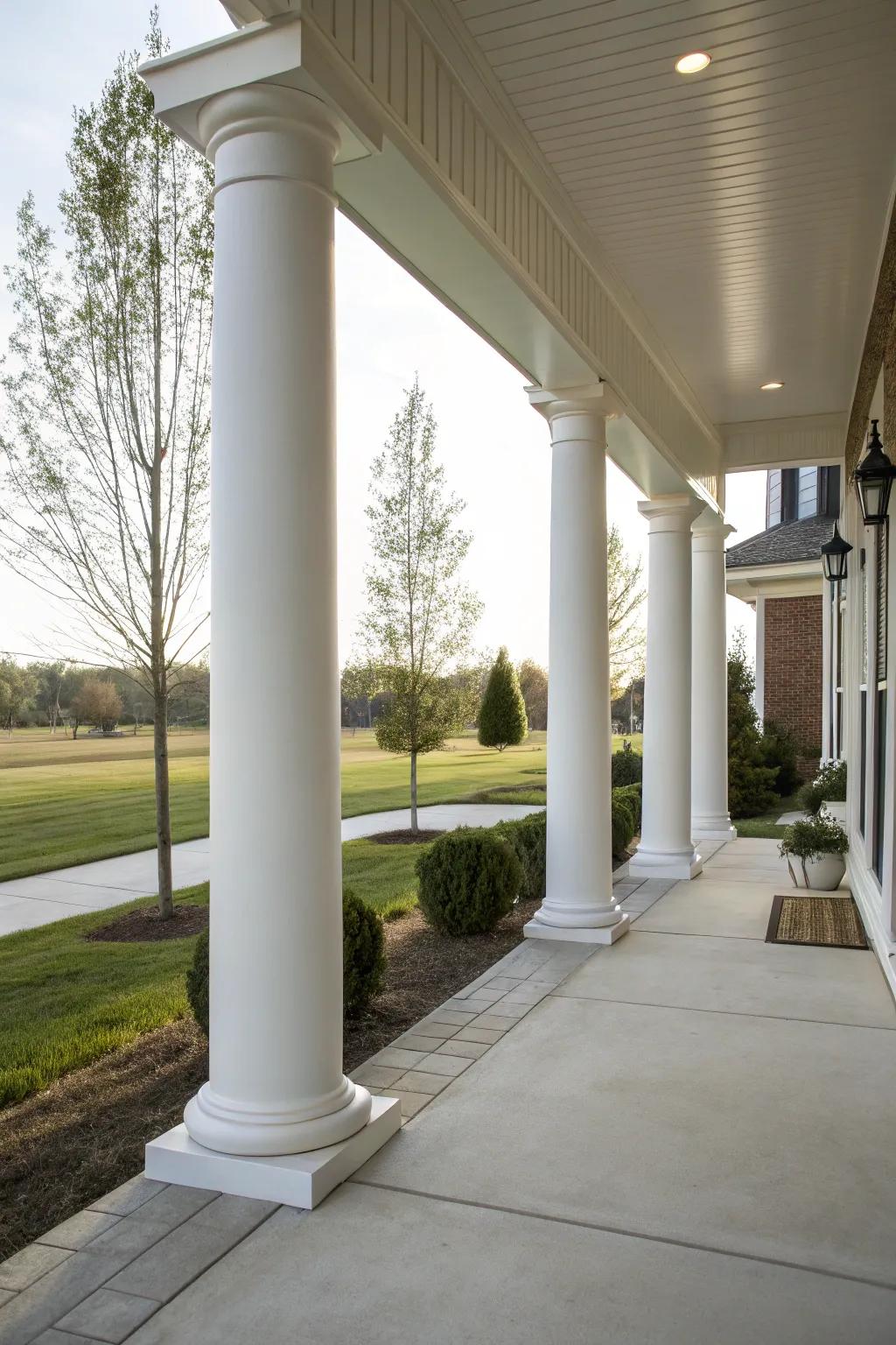 PVC wraps provide a durable and polished look for porch columns.