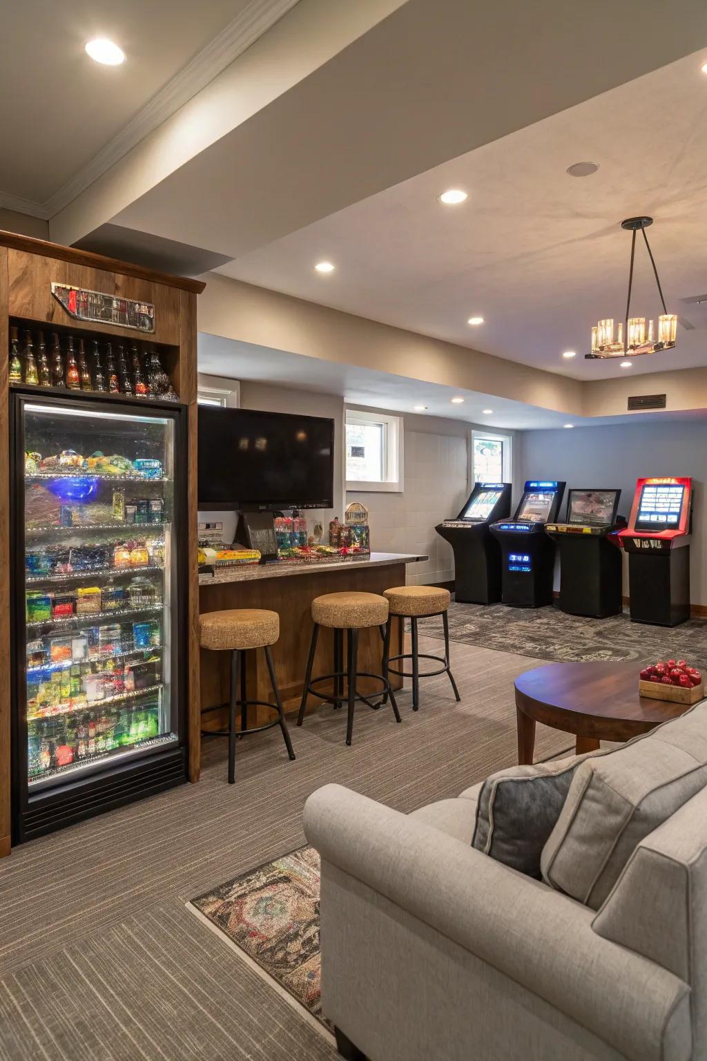 A versatile game room designed for multiple activities.