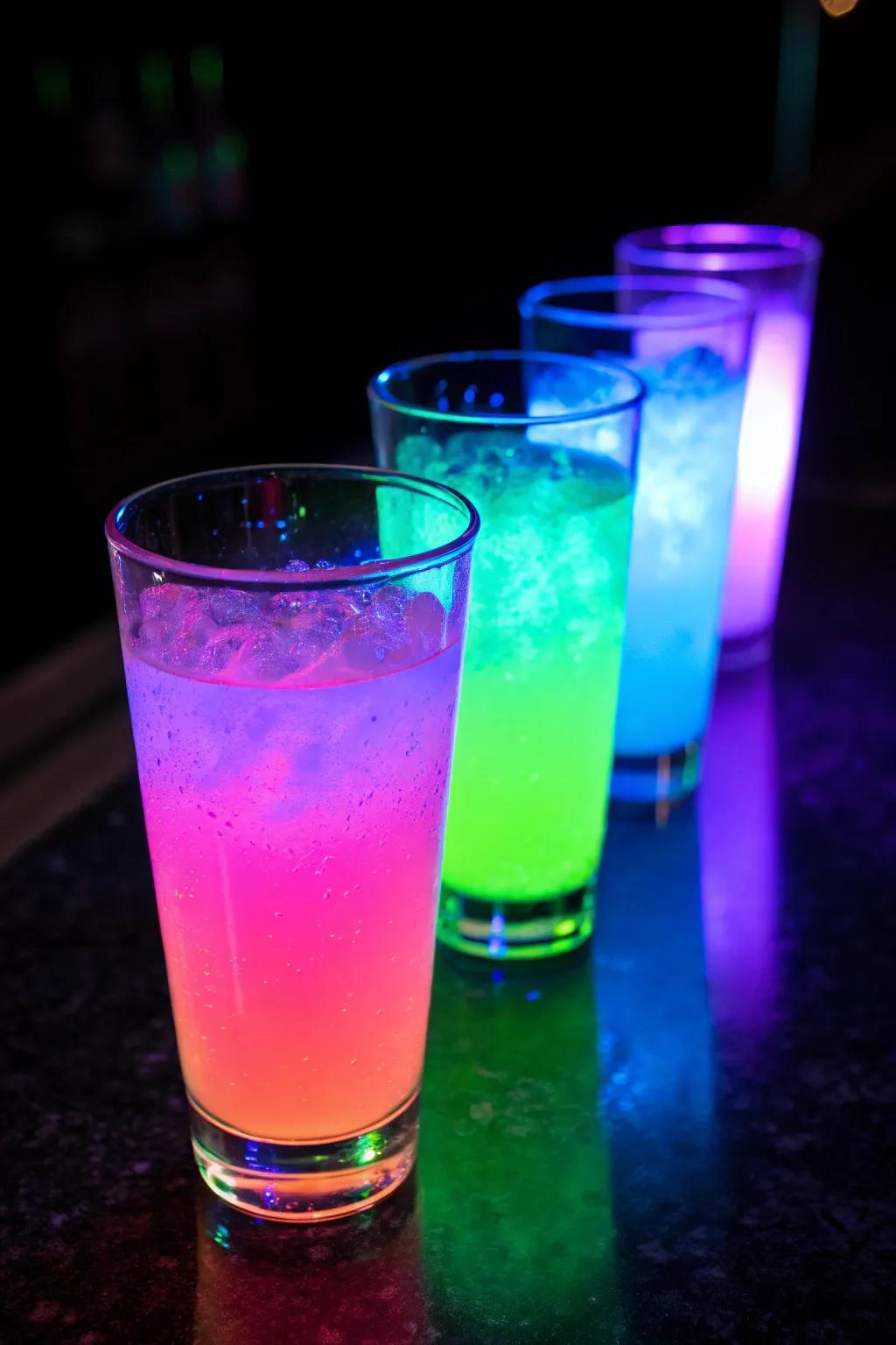 Neon drinks are both a visual and flavorful treat.