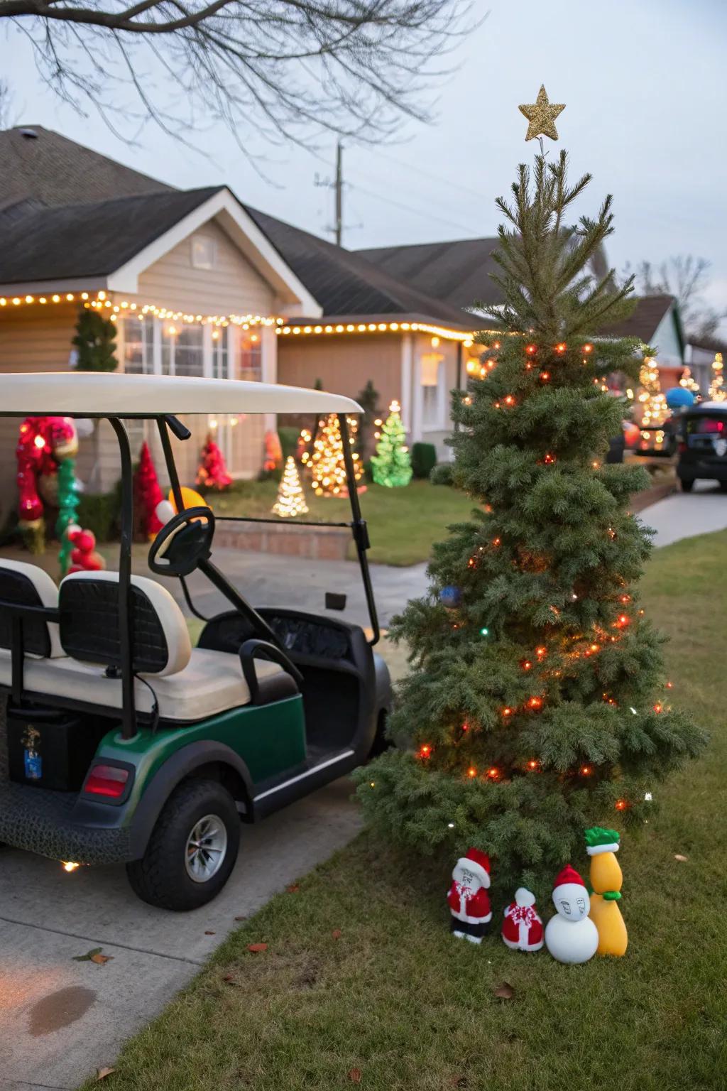 Bringing the Christmas tree along for the ride.
