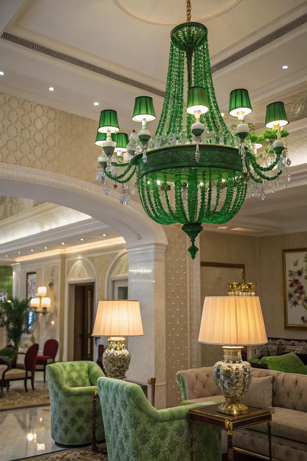 Green lighting accents can subtly highlight your room's decor.