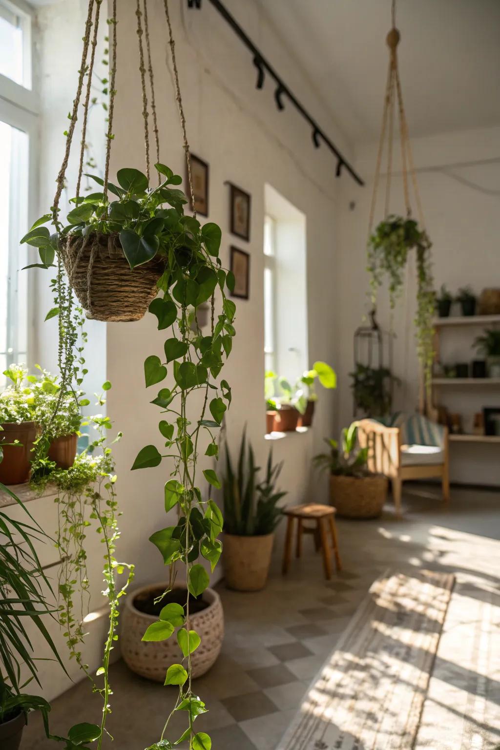 Plants add a refreshing touch of nature to your grunge space.