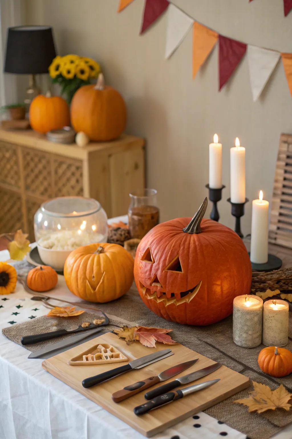 Get creative with a pumpkin carving station.