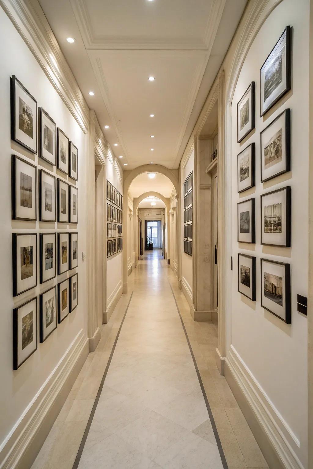 Symmetrical arrangements bring harmony to your hallway.