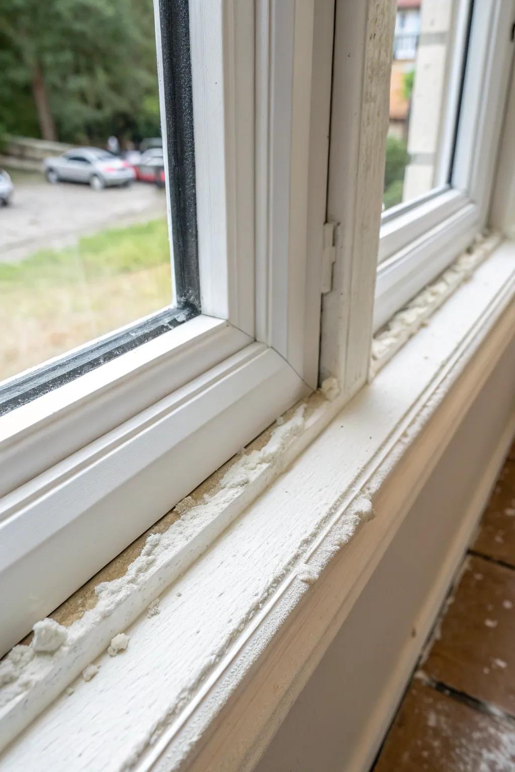 Caulking seals gaps and enhances insulation.