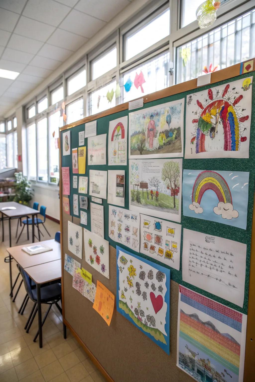 Student work proudly displayed to celebrate achievements.