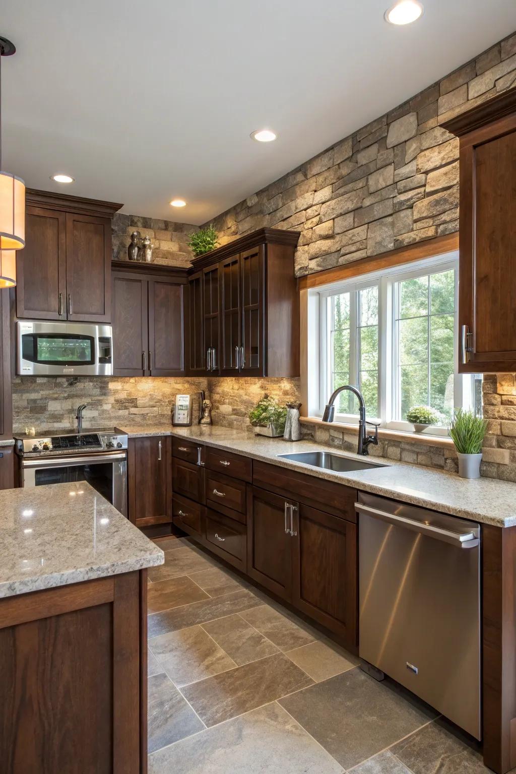 Mixing materials adds depth and interest to the kitchen.