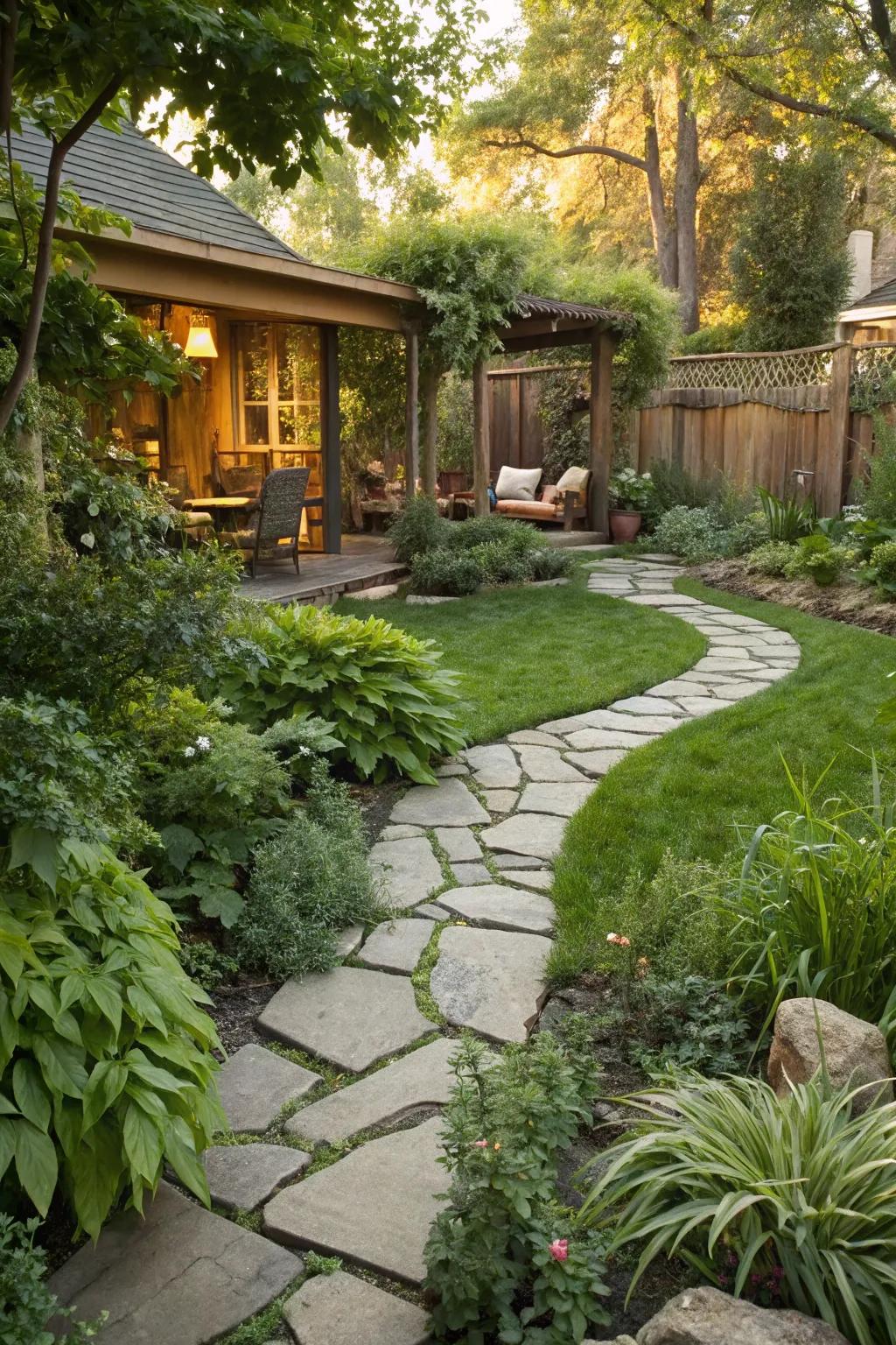 Integrating garden edging with pathways creates a cohesive design.