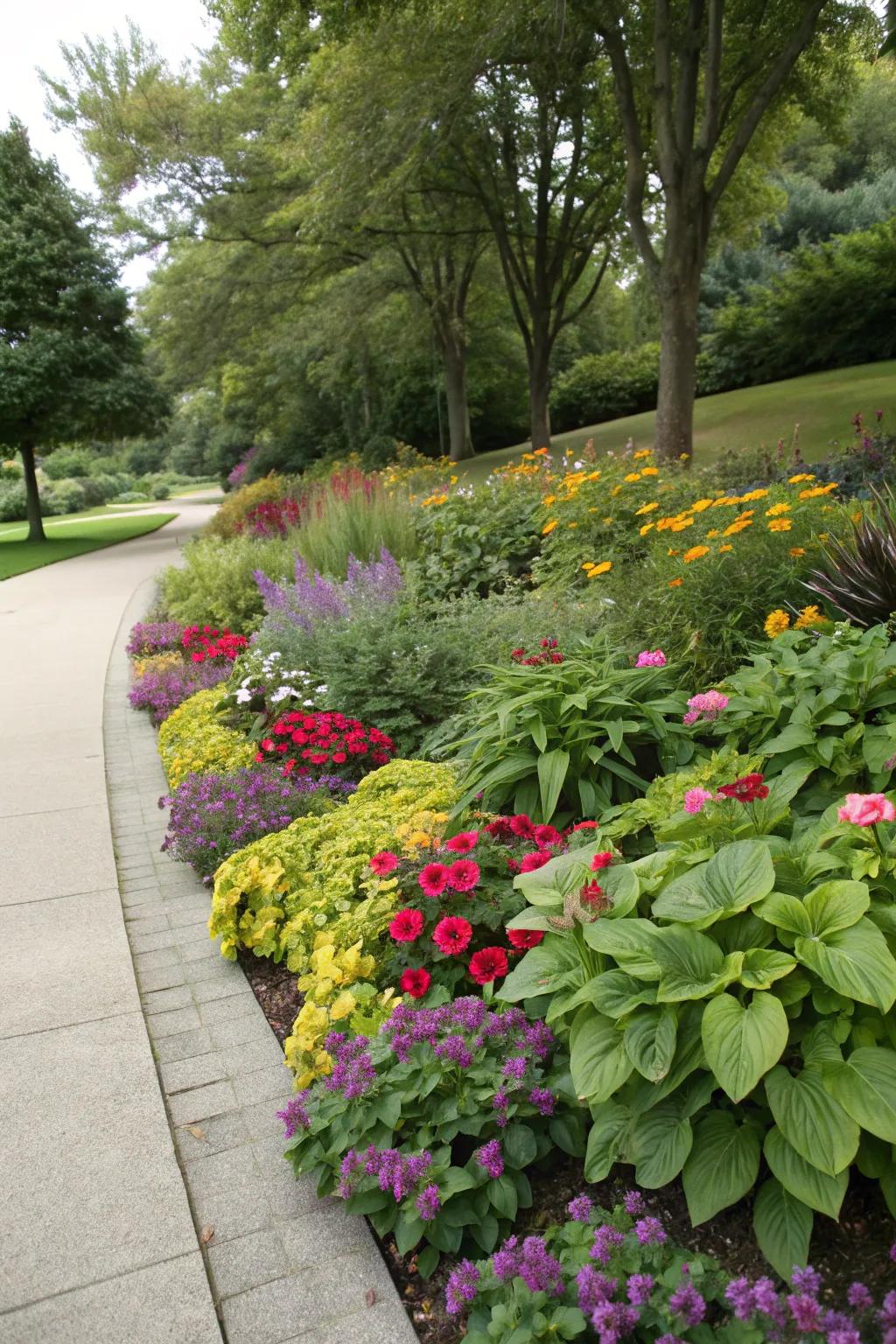 Ground covers creating a lush, weed-free base.