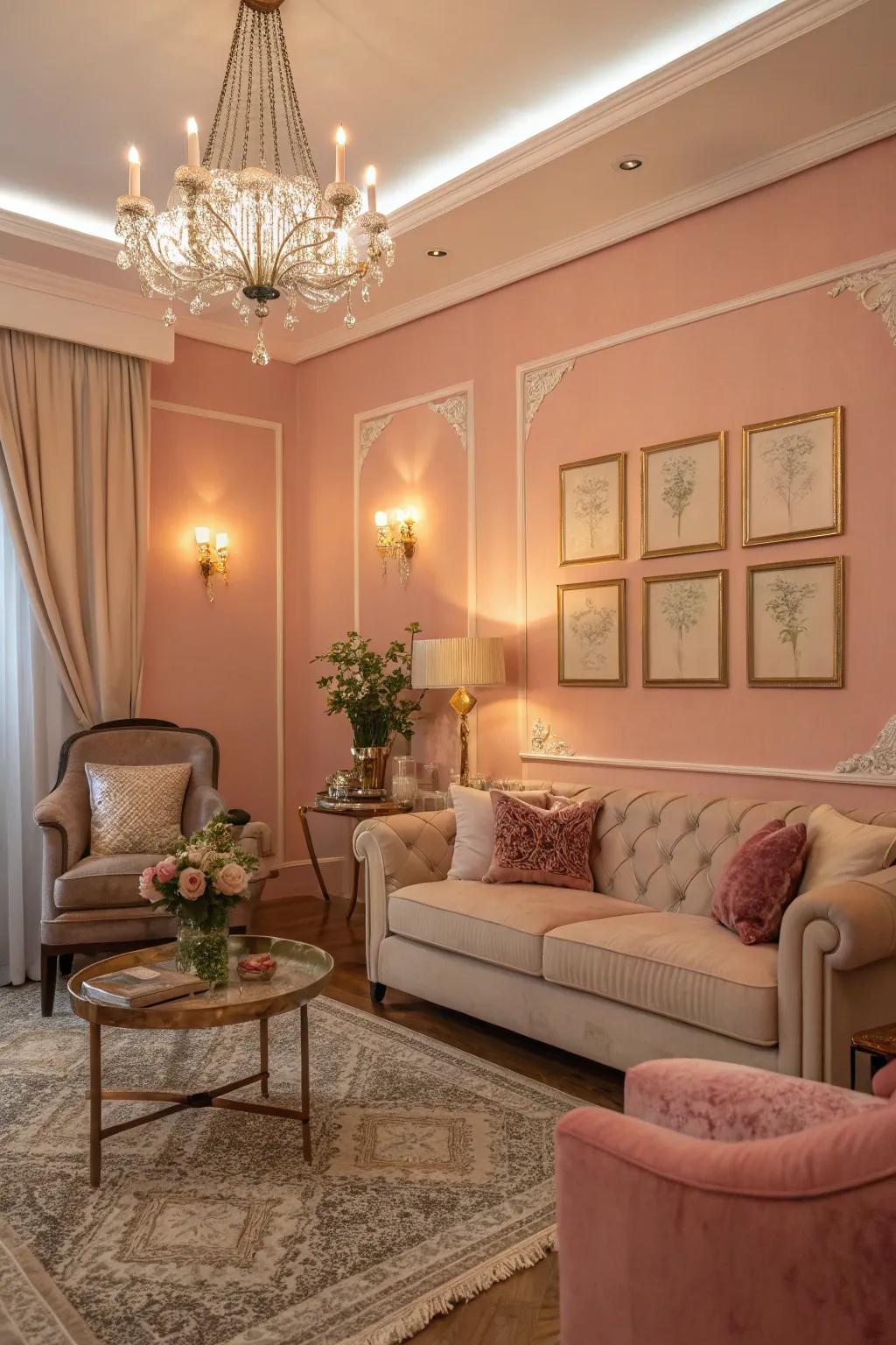 Delicate pinks for a serene and welcoming living space.