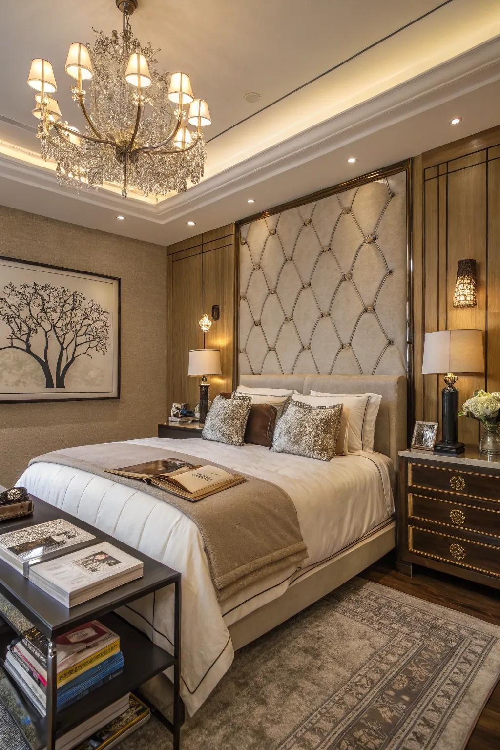 A luxurious bedroom enhanced with personal touches that reflect the owner's personality.