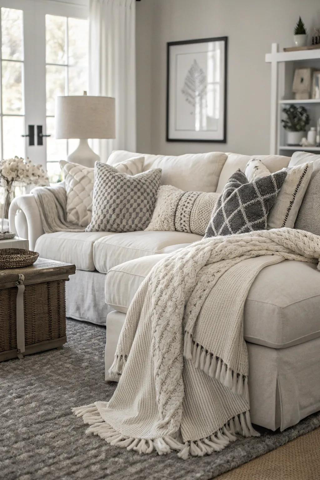 Layered decor adds coziness and dimension to the room.