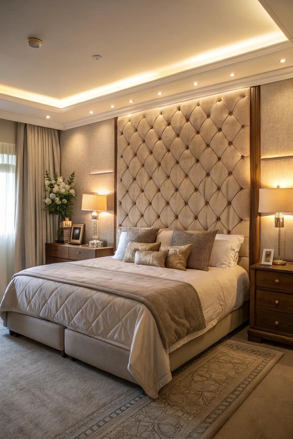 Upholstered walls add comfort and luxury to your bedroom.