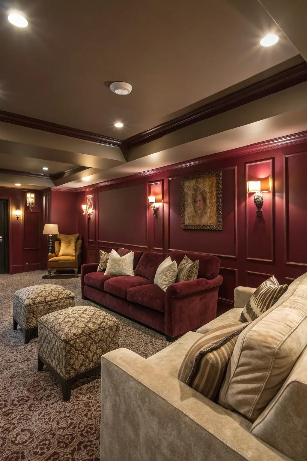 Rich burgundy creates a cozy and comforting atmosphere.