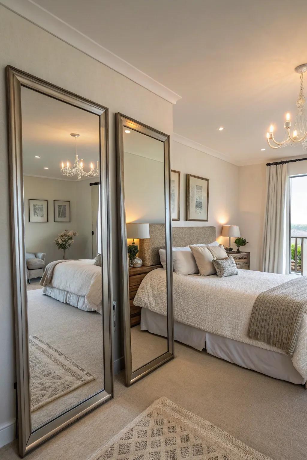 Mirrors enhance light and create an illusion of more space.