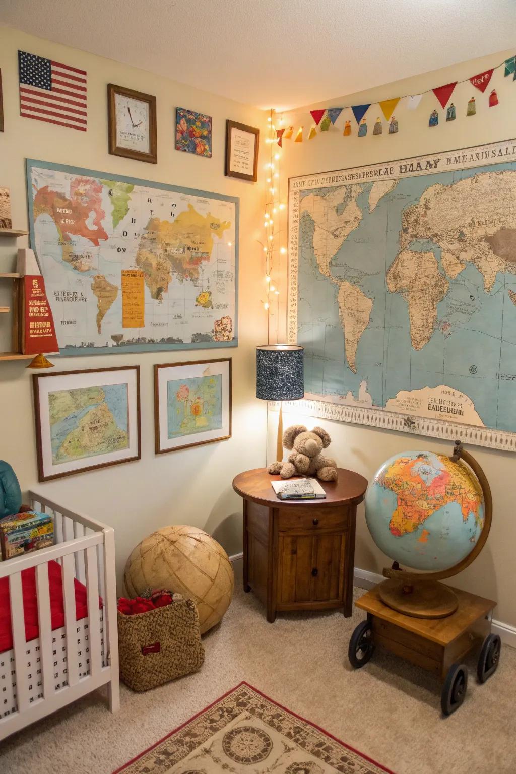 Set the stage for global adventures in your nursery.