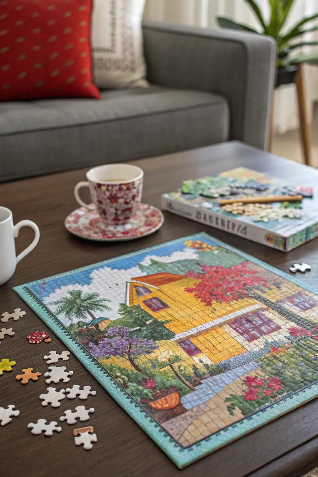 A jigsaw puzzle for relaxing entertainment.