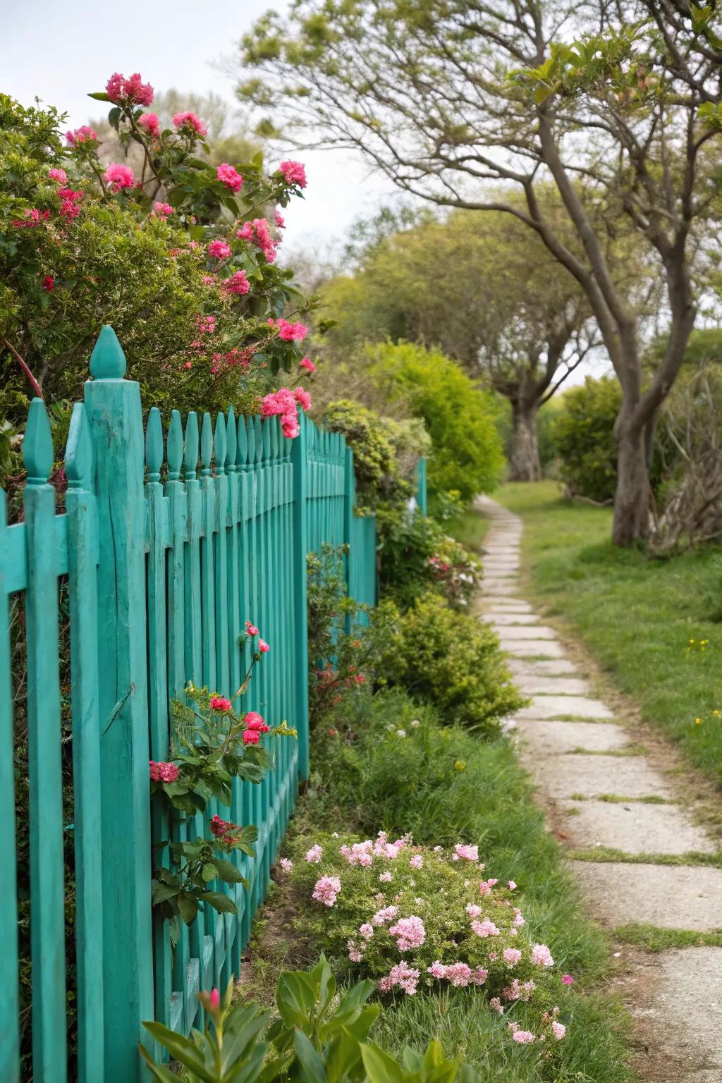 Brighten your space with a colorful painted fence.