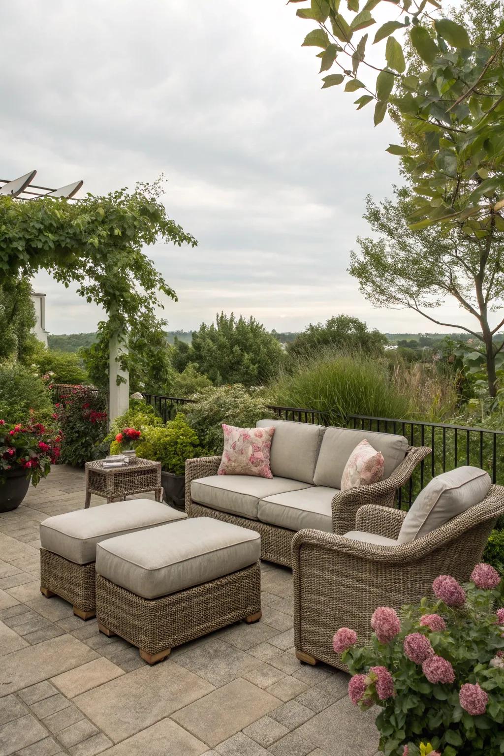 An outdoor ottoman enhances the luxury of patio spaces.