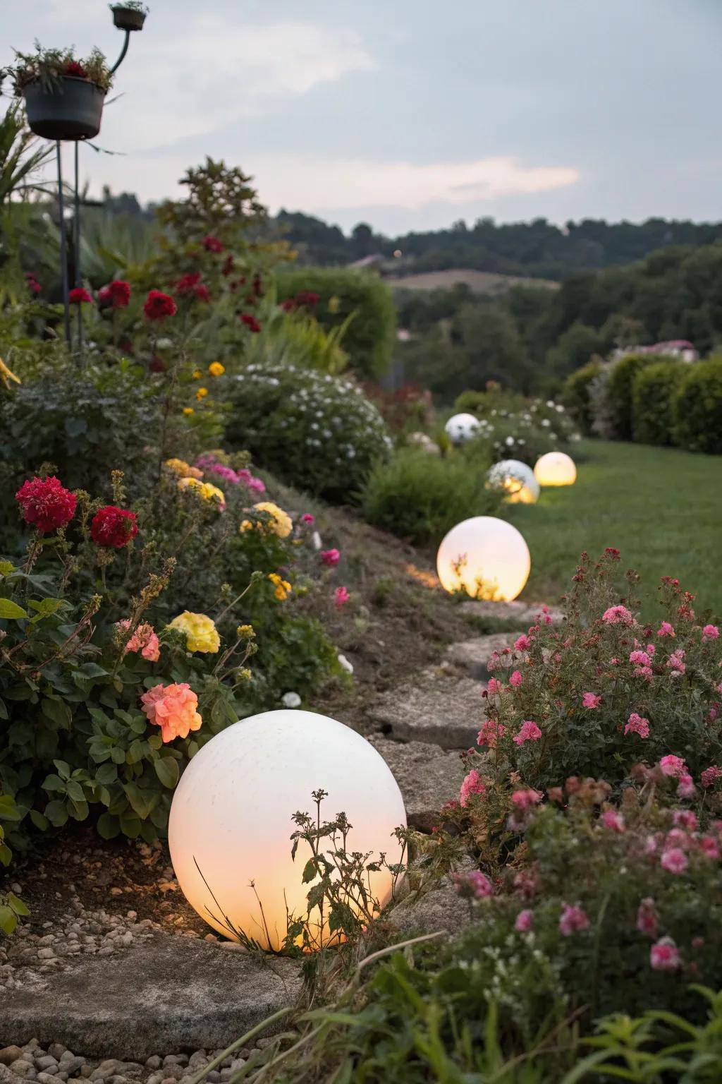 Garden orbs introduce a modern and stylish element to outdoor settings.