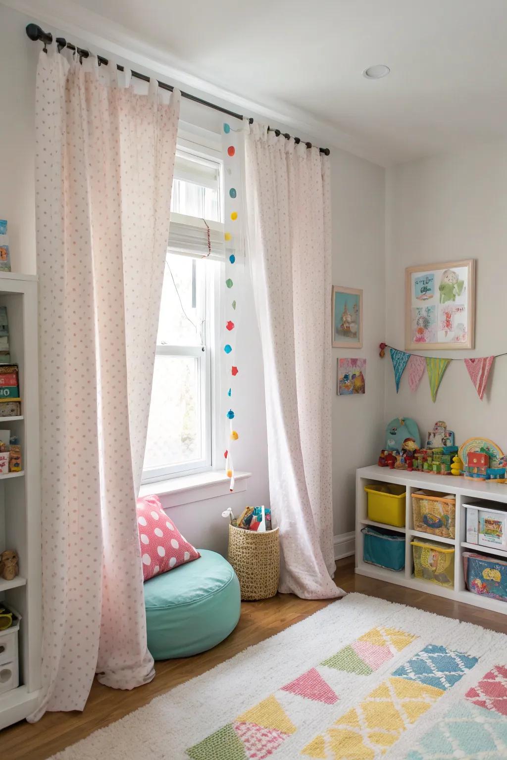 Child-friendly curtains ensure easy access and safety.