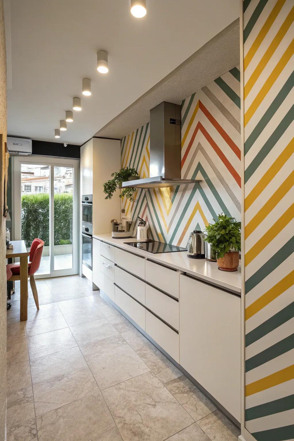 Diagonal stripes add a modern twist to classic patterns.
