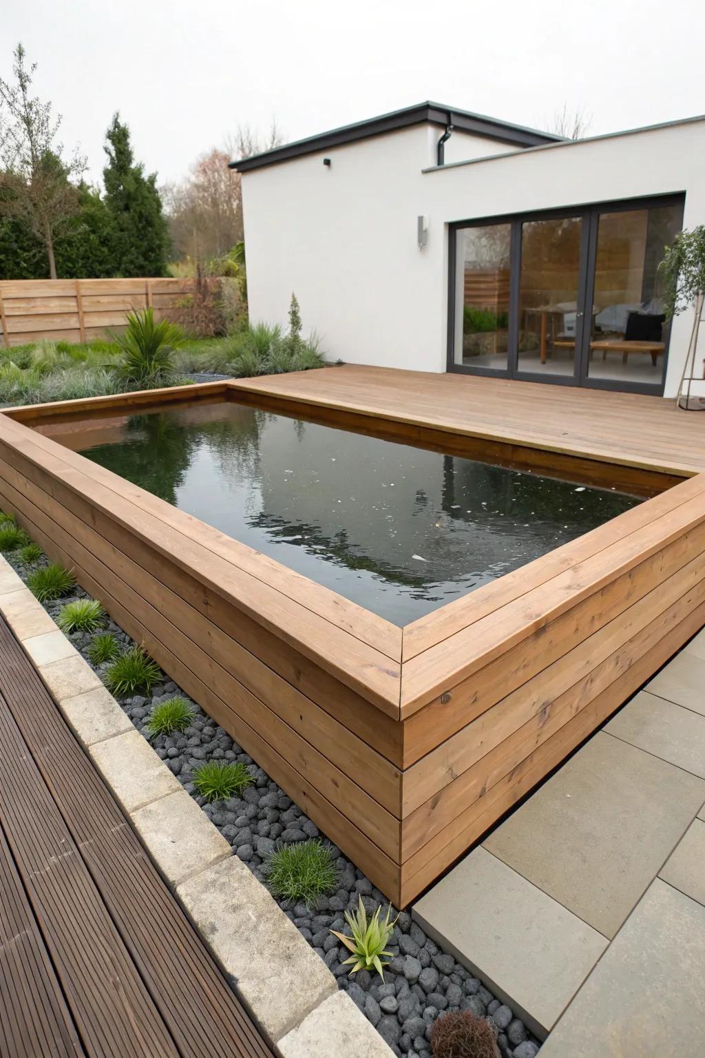 Sleek and modern, this pond design adds a contemporary flair.