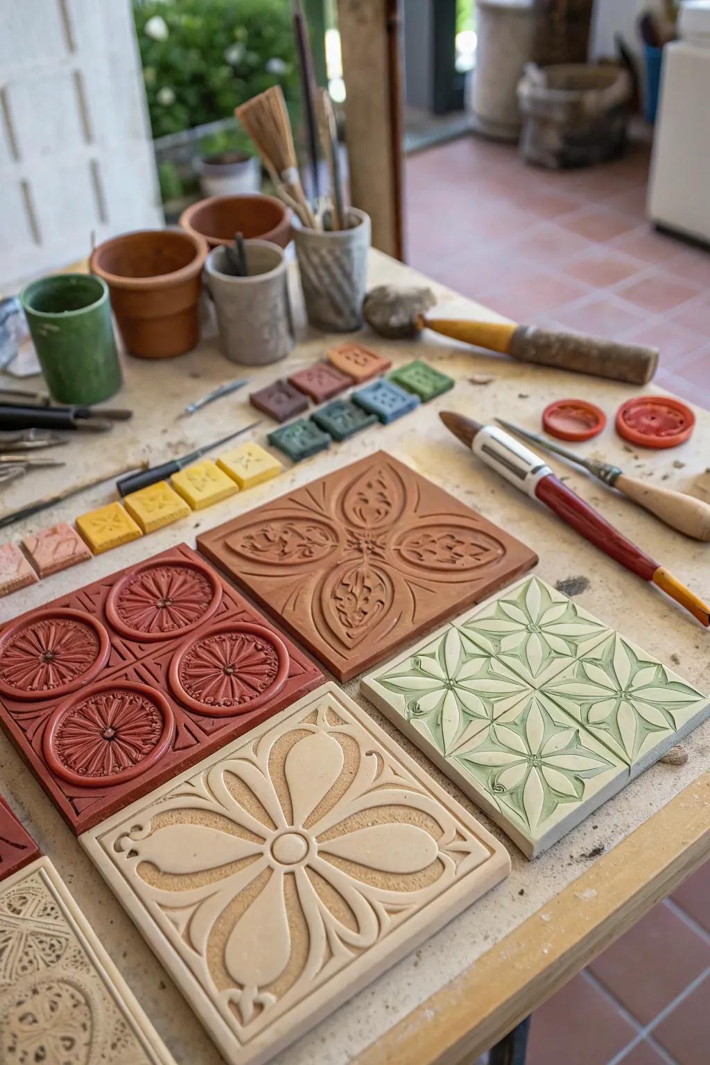 DIY relief tiles allow for personalized and creative home decor.