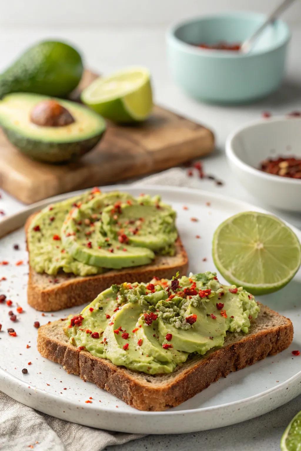 Avocado toast with a kick is both trendy and tasty.