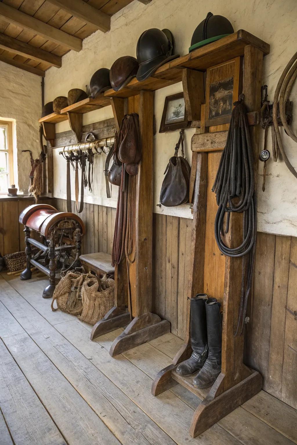 Rustic racks bring a charming, nostalgic vibe.