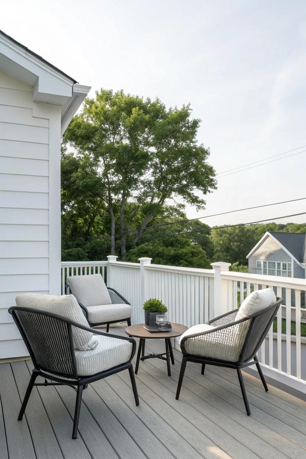 A chic minimalist deck that emphasizes simplicity and elegance.