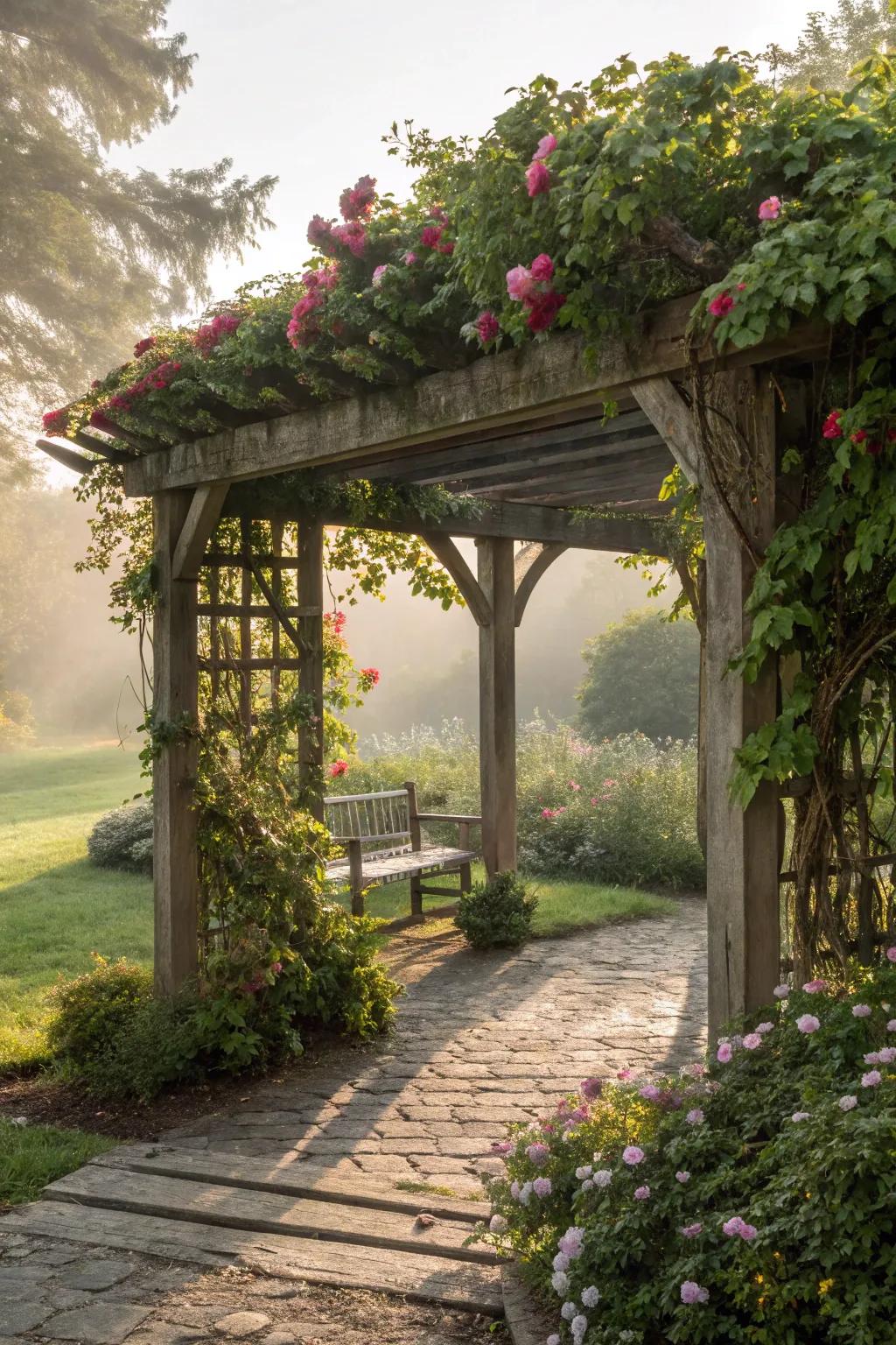 A pergola hideaway offers a dreamy retreat.