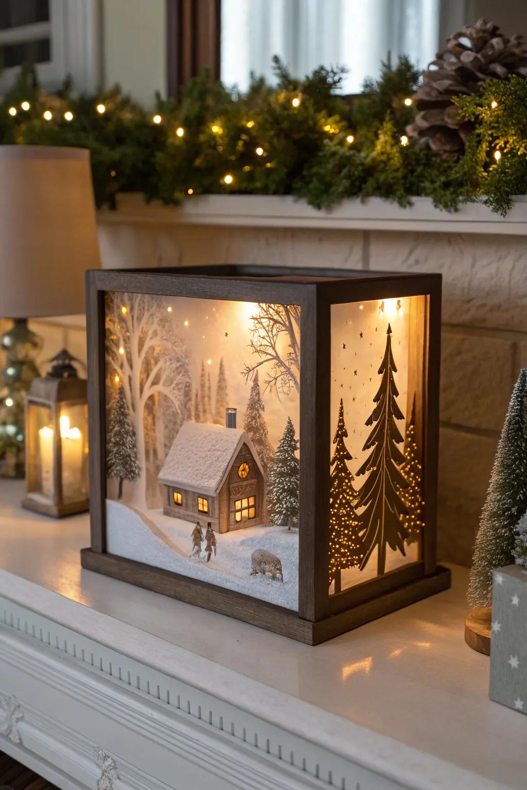 A 3D lighted shadow box creating a magical atmosphere.