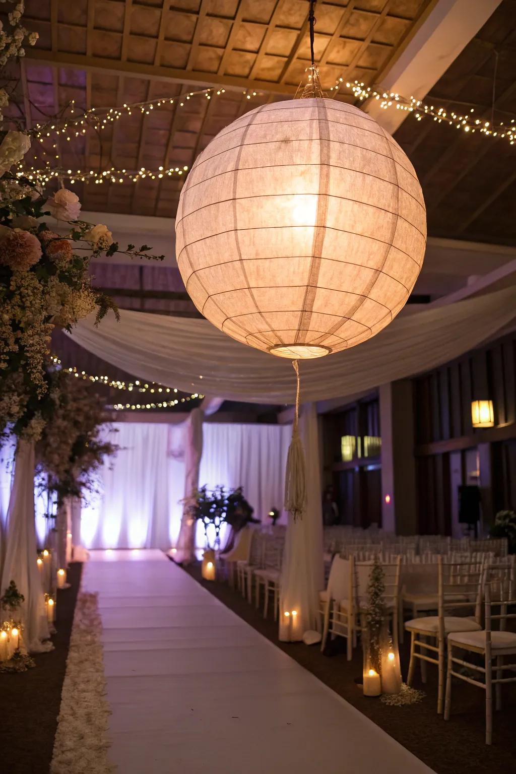 Whimsical charm with paper lanterns.