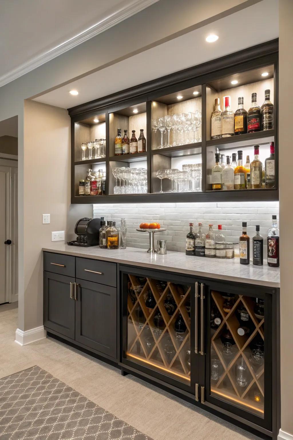 Customizable elements ensure your home bar can adapt to changing needs.