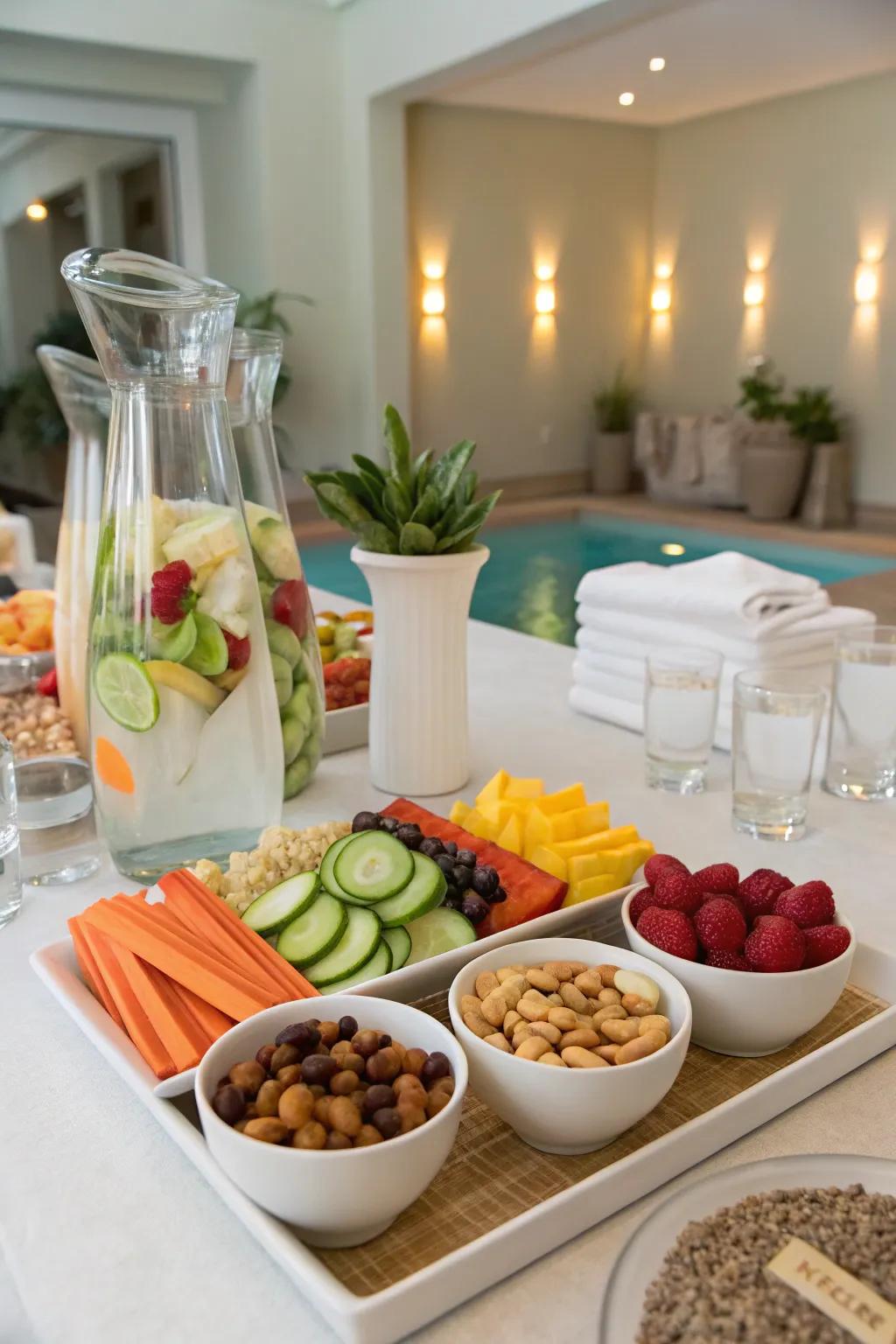 Refreshing snacks and beverages keep everyone energized.