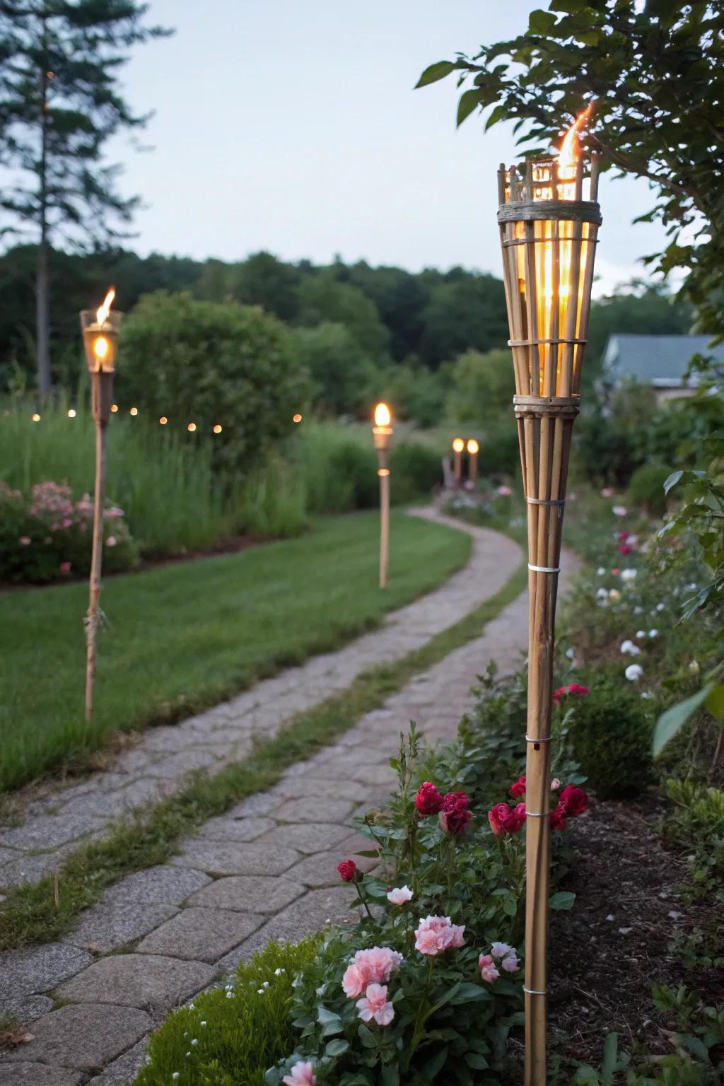 Create eco-friendly tiki torches with bamboo.