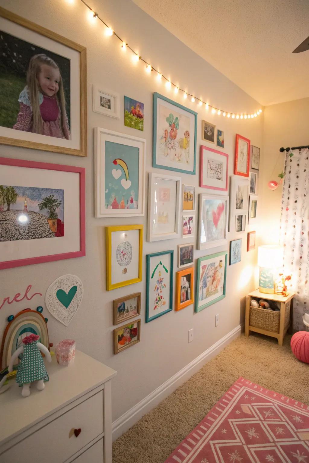 A gallery wall brings personality and warmth to the space.