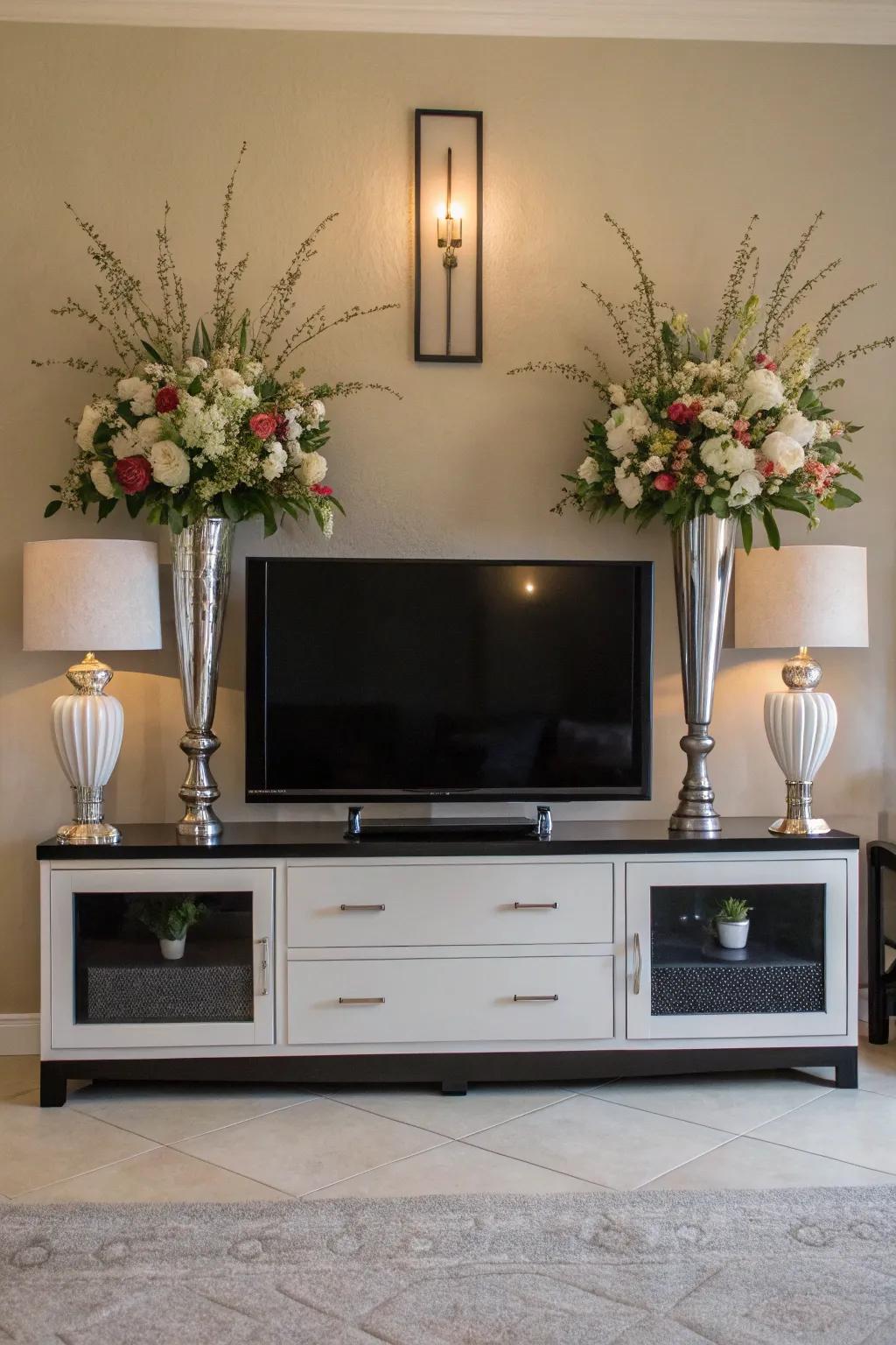 Symmetry creates a balanced and pleasing decor arrangement.