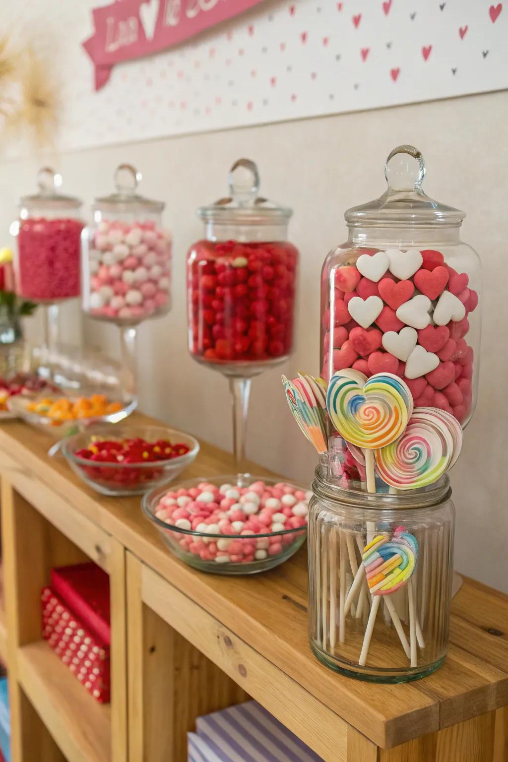 A sweet candy corner for Valentine's Day treats.