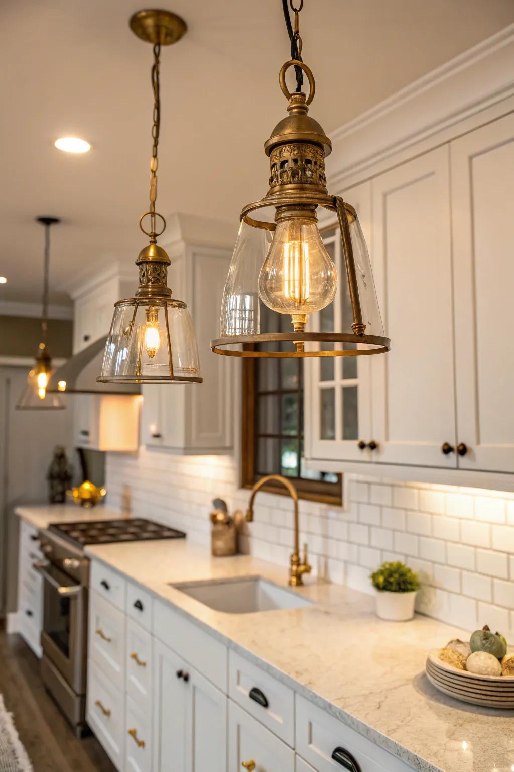 Vintage fixtures bring a touch of nostalgia to the kitchen.