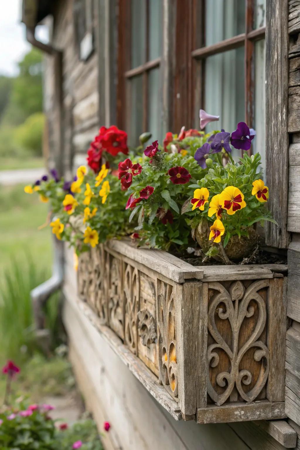 A rustic wooden box offering charming farmhouse appeal.