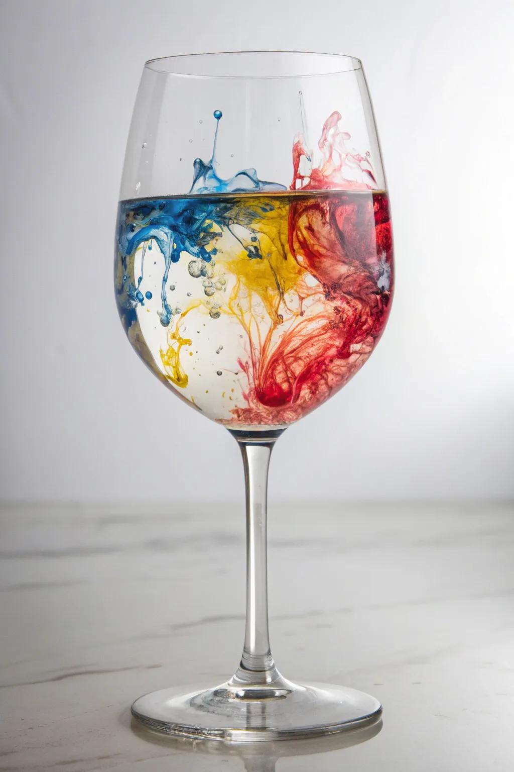 Artistic splashes create a contemporary masterpiece on your glass.